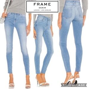 Frame Le High Skinny Stretch Raw Hem Europa Wash Denim Jeans Size‎ 29